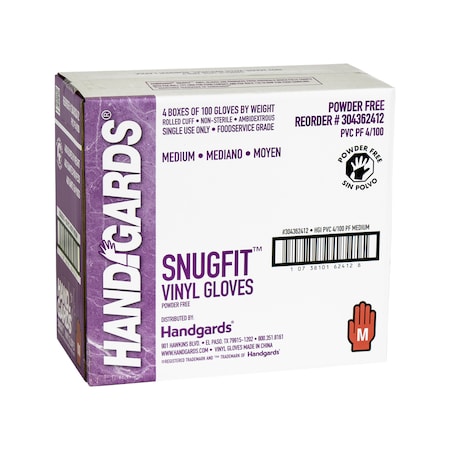 Handgards Handgards Snugfit Powder Free Medium Vinyl Glove, PK400 304362412